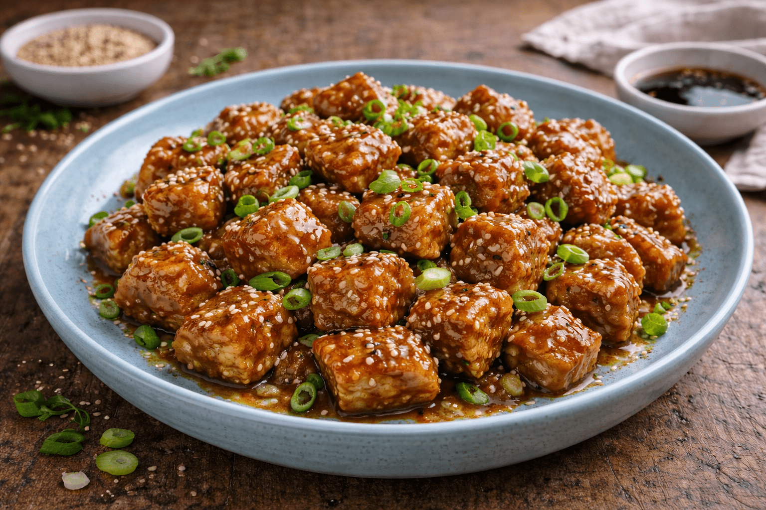 Bocconcini di seitan glassato al sesamo