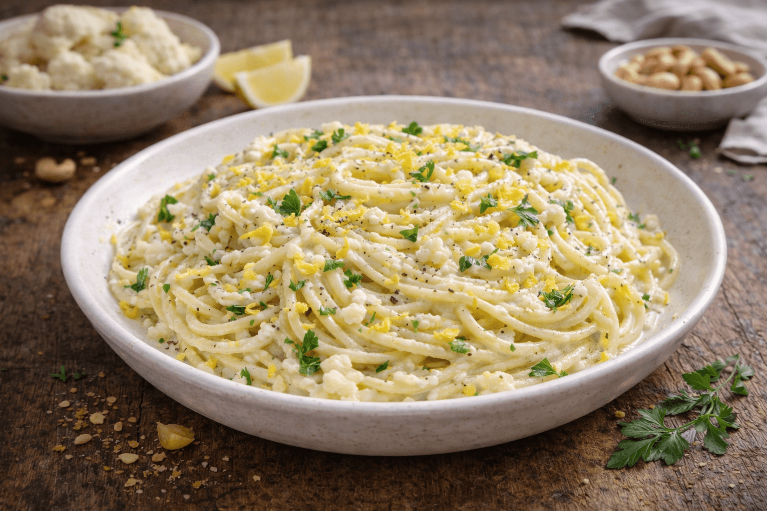 Spaghetti cremosi al cavolfiore e limone