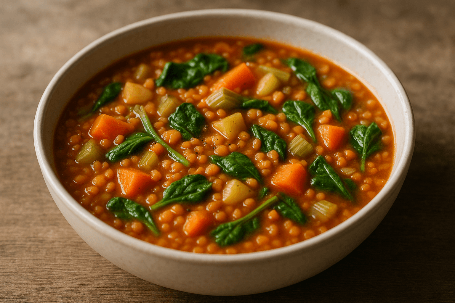 Zuppa di lenticchie rosse e verdure
